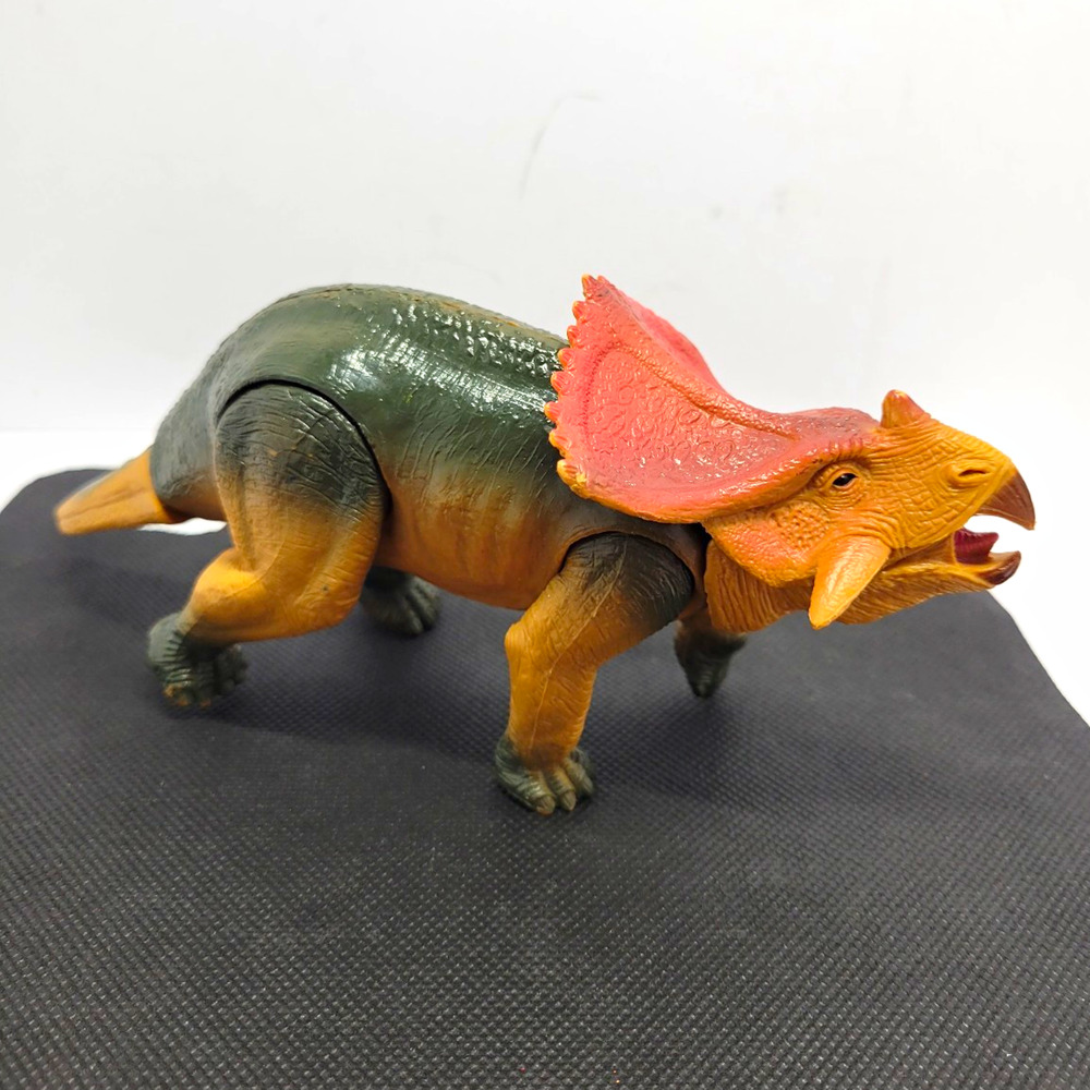 HAPPY Triceratops Dinosaur Toy Figure Green & Tan with Red Frill KG172485